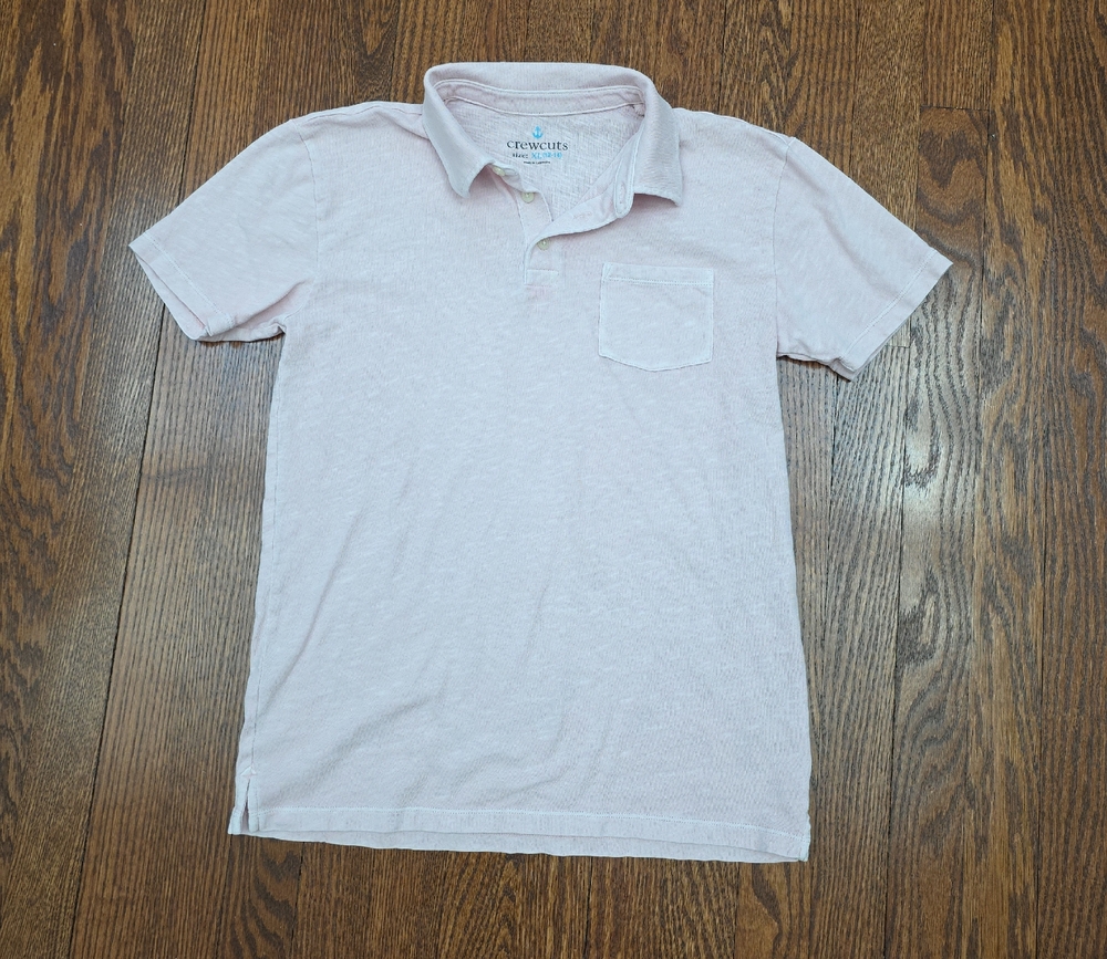 J. Crew Kids' Short-Sleeve Garment-Dyed Polo Shirt - Pink Blush XL